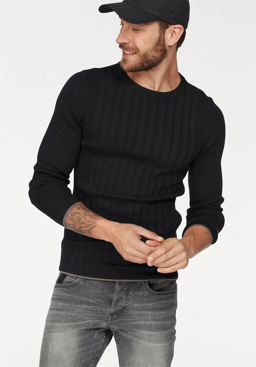 Свитер Bruno Banani с круглым вырезом, в рубчик, черный
Свитер Bruno Banani с круглым вырезом, в рубчик, черный