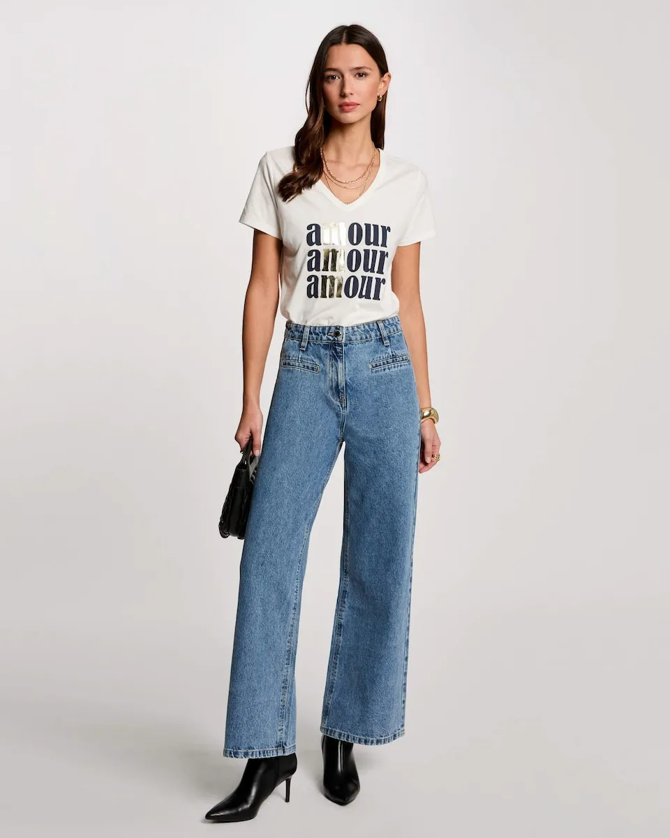 Женские прямые джинсы широкого кроя со шлевками на талии Morgan, синий
Женские прямые джинсы широкого кроя со шлевками на талии Morgan, синий