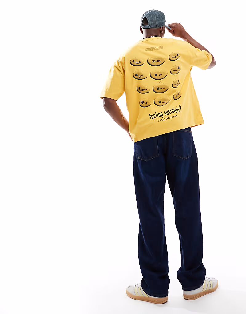 Футболка свободного кроя ASOS DESIGN из плотной ткани плотностью 220 г/м² желтого цвета с ностальгическим изображением телефона
Футболка свободного кроя ASOS DESIGN из плотной ткани плотностью 220 г/м² желтого цвета с ностальгическим изображением телефона