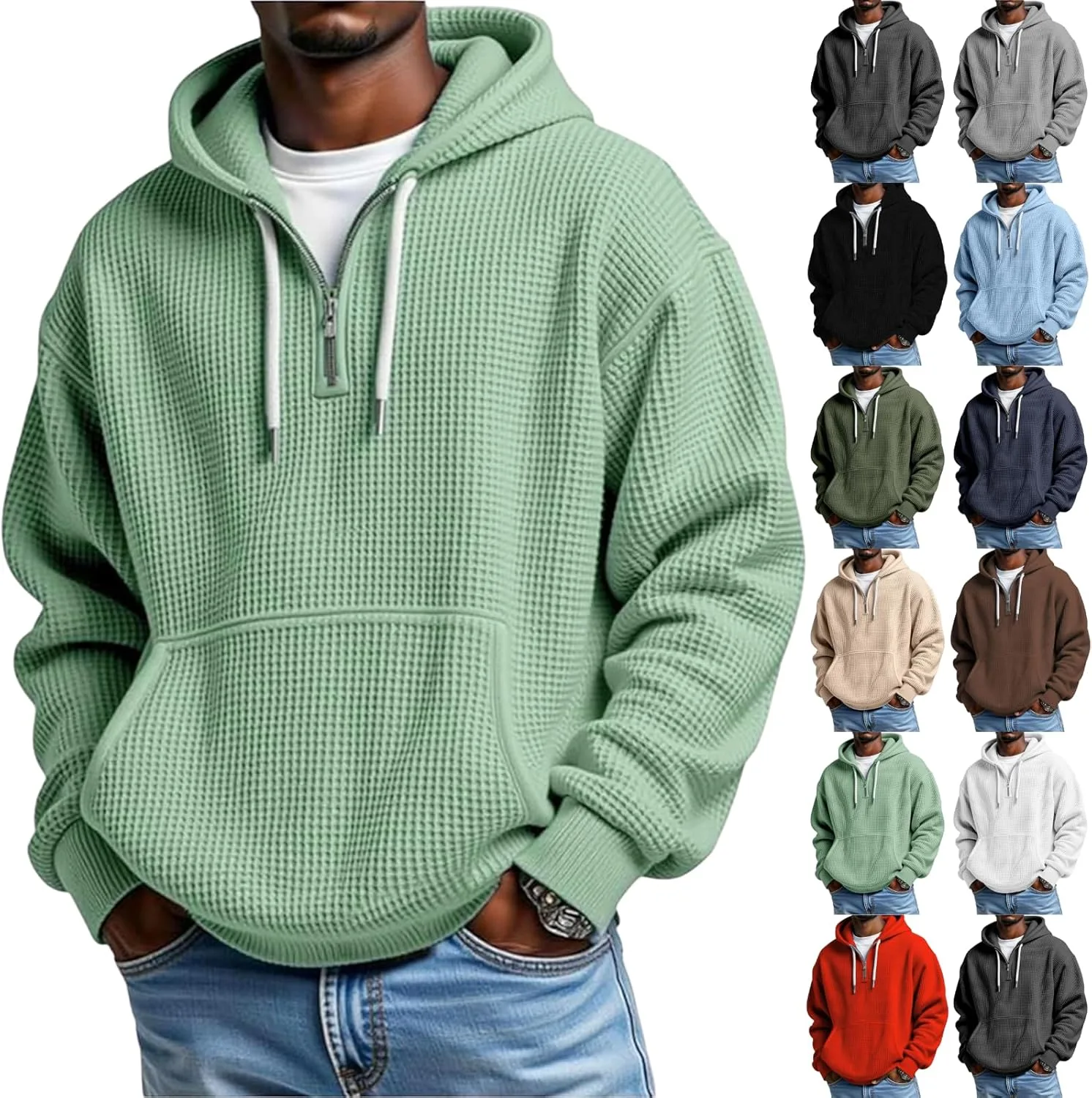 Мужская толстовка с капюшоном Quarter Zip, текстурированная вязка ABABC
Мужская толстовка с капюшоном Quarter Zip, текстурированная вязка ABABC