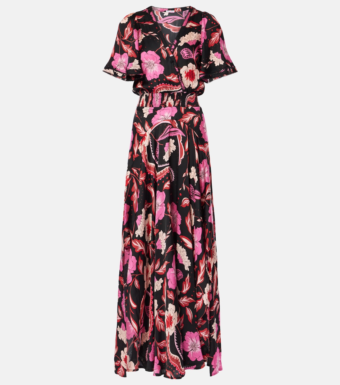 Платье макси с цветочным принтом Mabelle Poupette St Barth, Black Abha 
Платье макси с цветочным принтом Mabelle Poupette St Barth, Black Abha