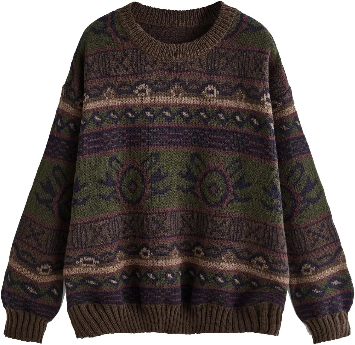 Винтажный свитер Fair Isle с геометрическим узором, вязаный пуловер с круглым вырезом
Винтажный свитер Fair Isle с геометрическим узором, вязаный пуловер с круглым вырезом