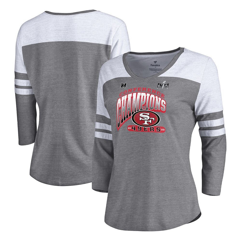 Женская футболка Fanatics с логотипом Heather Grey San Francisco 49ers 2023 NFC Champions Hail Mary Tri-Blend, с рукавами 3/4 и v-образным вырезом, серый
Женская футболка Fanatics с логотипом Heather Grey San Francisco 49ers 2023 NFC Champions Hail Mary Tri-Blend, с рукавами 3/4 и v-образным вырезом, серый