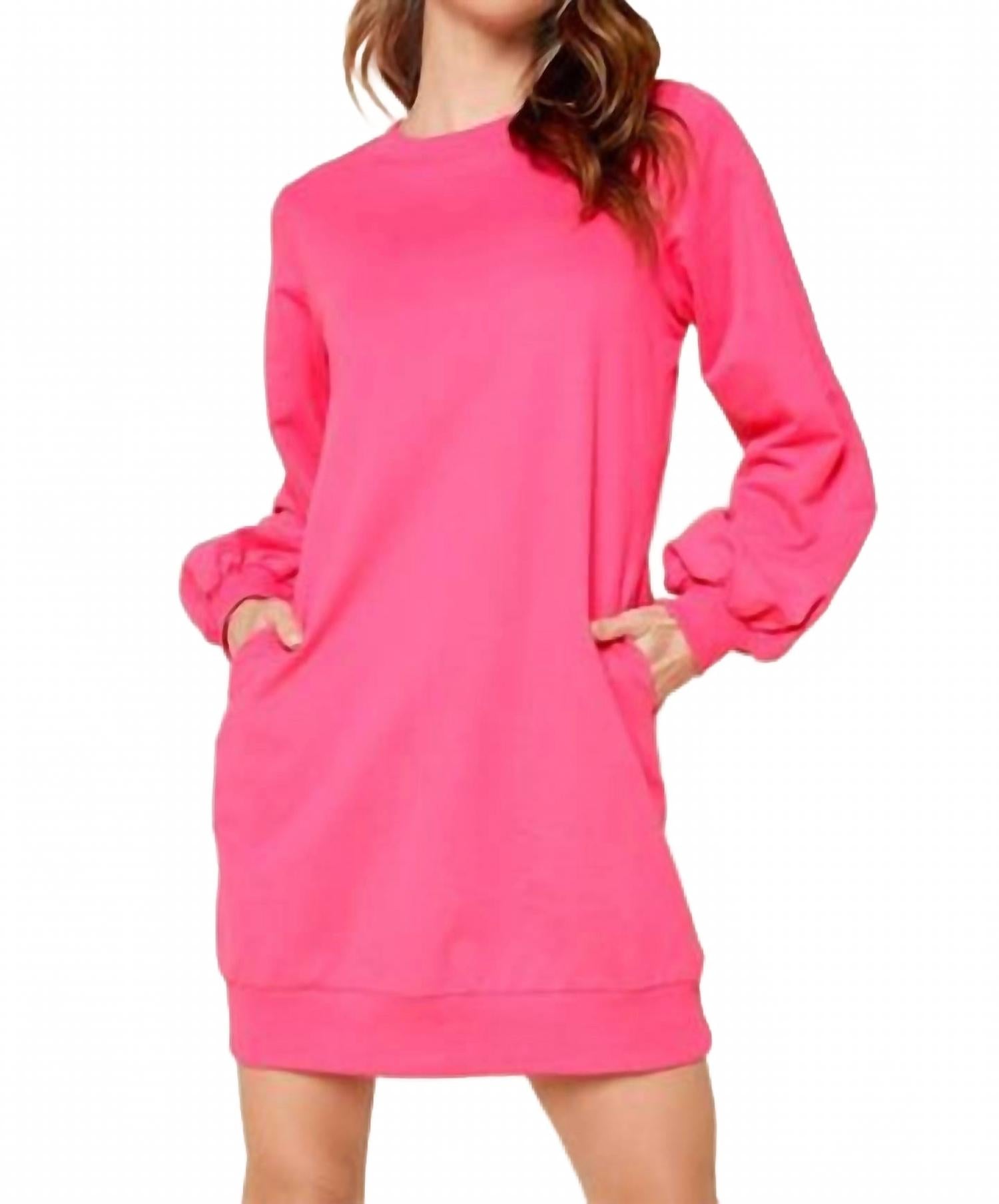 Мини-платье-свитшот Deanna с рукавами-фонариками цвета фуксии SUGARLIPS, фуксия
Мини-платье-свитшот Deanna с рукавами-фонариками цвета фуксии SUGARLIPS, фуксия