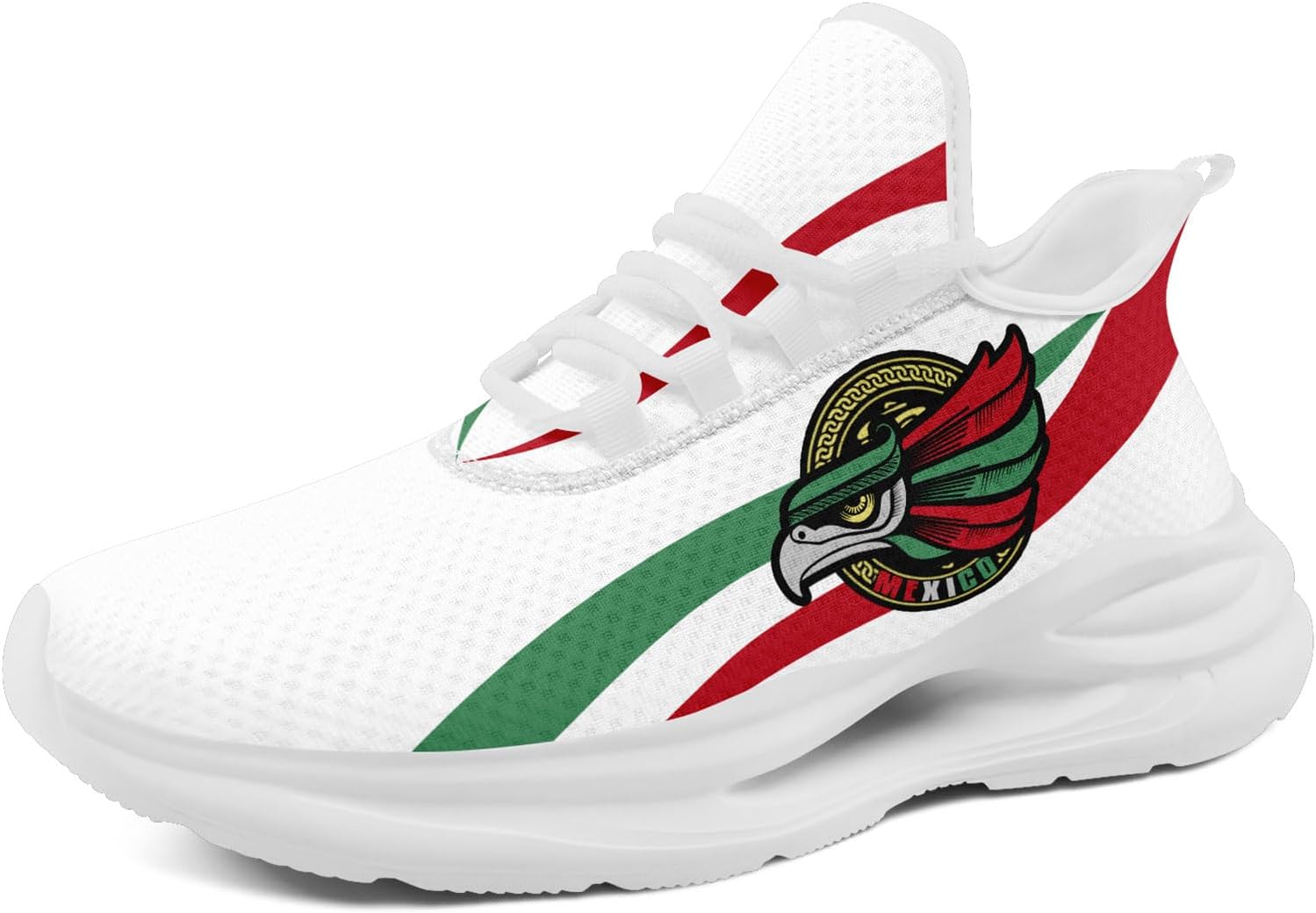 Кроссовки с флагом Мексики для мужчин и женщин, дышащие сетчатые кеды с изображением знаменитого орла, амортизирующая EVA подошва Awsole, белый/красный/зеленый
Кроссовки с флагом Мексики для мужчин и женщин, дышащие сетчатые кеды с изображением знаменитого орла, амортизирующая EVA подошва Awsole, белый/красный/зеленый