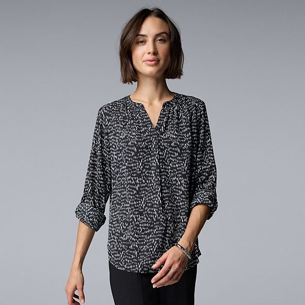 Женская блузка с отворотами на рукавах Simply Vera Vera Wang, Black Texture
Женская блузка с отворотами на рукавах Simply Vera Vera Wang, Black Texture