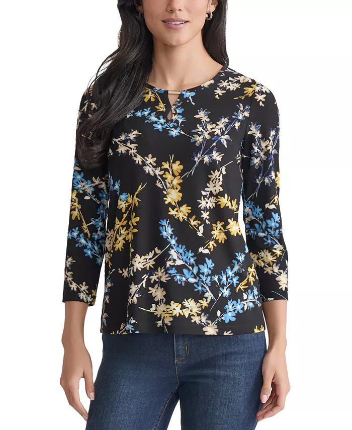 Миниатюрный топ с цветочным принтом и вырезом-замочной скважиной Jones New York, черный
Миниатюрный топ с цветочным принтом и вырезом-замочной скважиной Jones New York, черный