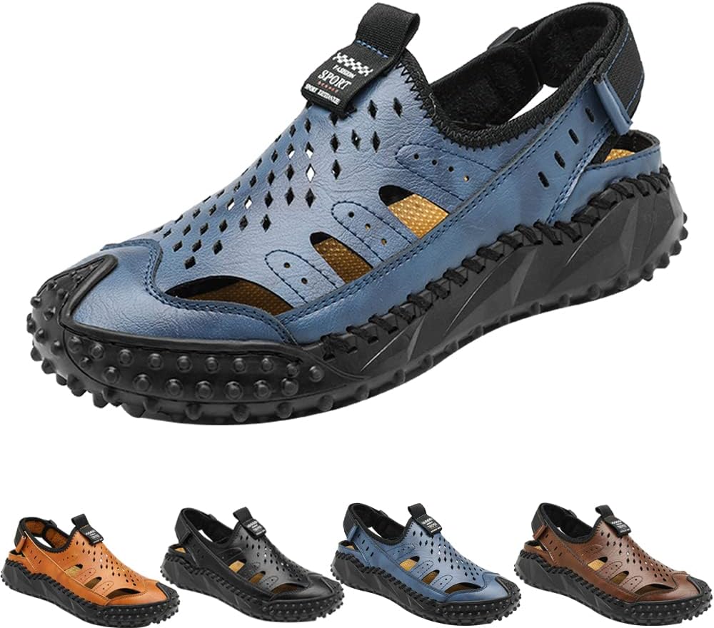 Мужские модные повседневные кожаные сандалии для активного отдыха, походов и прогулок, с закрытым носком, дышащие и удобные Generic, синий
Мужские модные повседневные кожаные сандалии для активного отдыха, походов и прогулок, с закрытым носком, дышащие и удобные Generic, синий