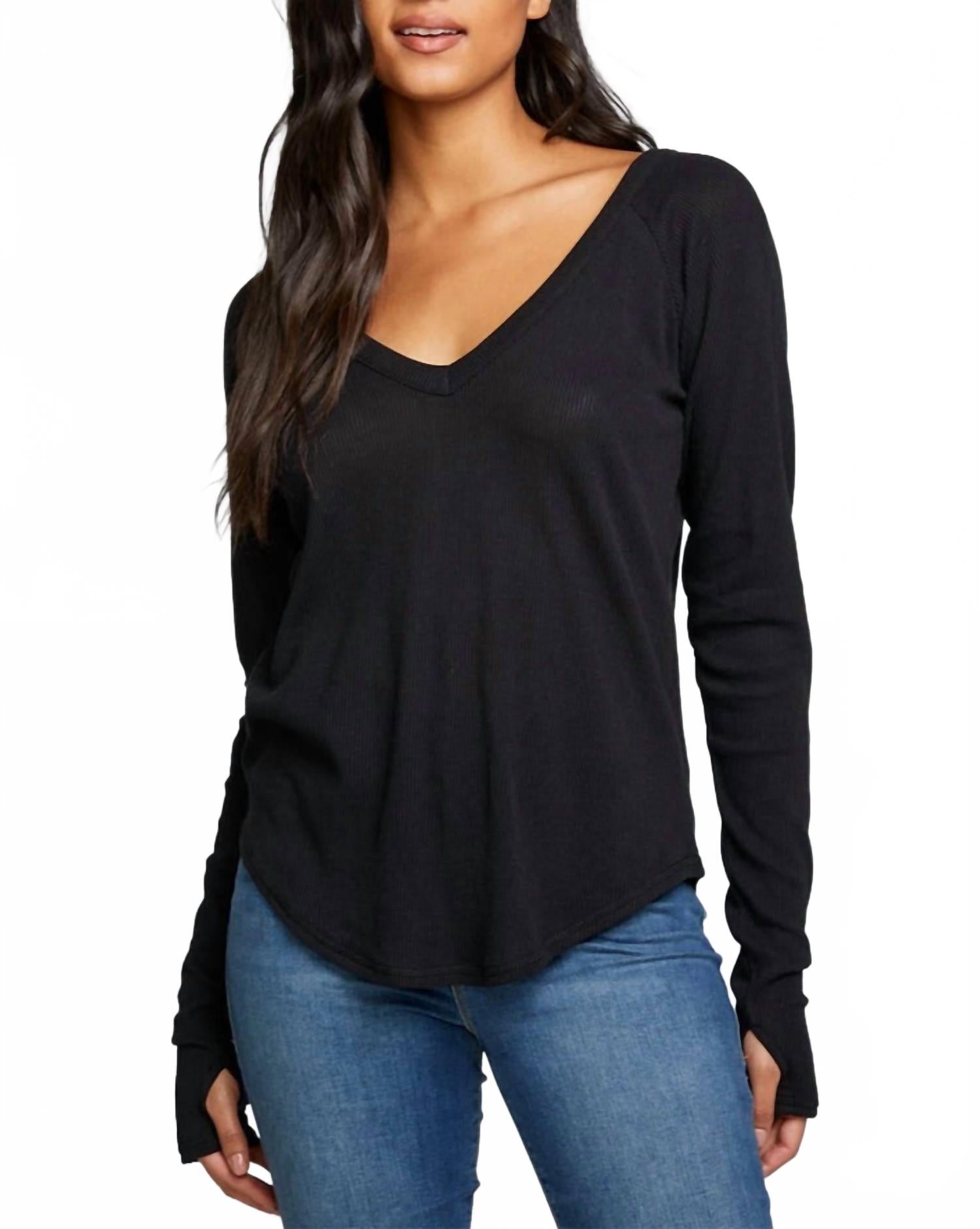 Chaser Топ с длинными рукавами и двойным V-образным вырезом из ткани с вафельной текстурой, черный
Chaser Топ с длинными рукавами и двойным V-образным вырезом из ткани с вафельной текстурой, черный