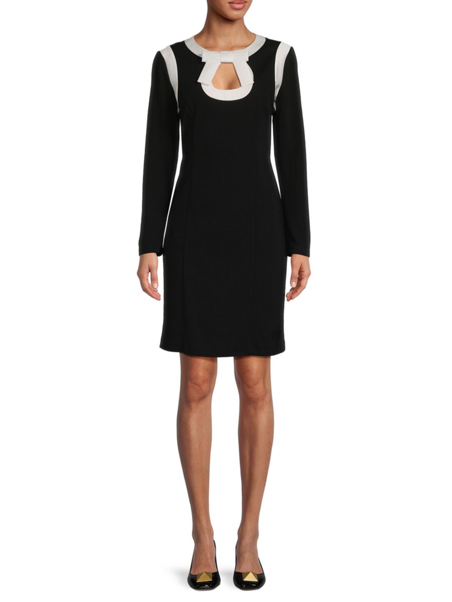 Мини-платье-футляр с вырезом-замочной скважиной и бантом Focus by Shani, цвет Black Ivory
Мини-платье-футляр с вырезом-замочной скважиной и бантом Focus by Shani, цвет Black Ivory