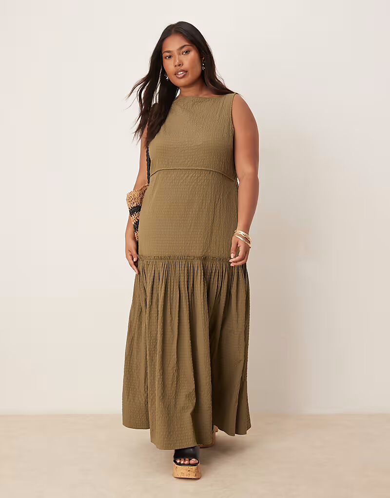Платье макси Curve с жатым воротом и отделкой швами Asos Curve, оливковый
Платье макси Curve с жатым воротом и отделкой швами Asos Curve, оливковый