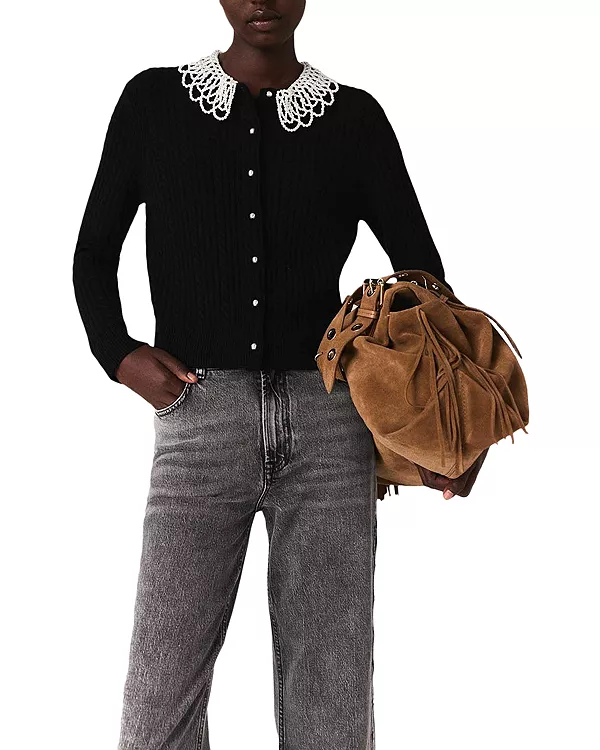 Кардиган с декорированным воротником Maje, черный
Кардиган с декорированным воротником Maje, черный