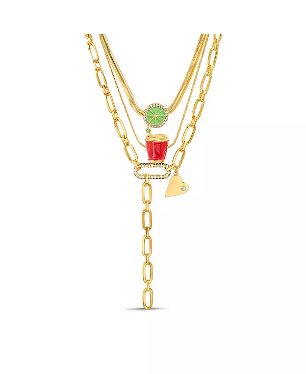 Комплект из трех цепочек-ожерелий с подвесками в виде красной чашки, линии и сердца Kensie, multi
Комплект из трех цепочек-ожерелий с подвесками в виде красной чашки, линии и сердца Kensie, multi