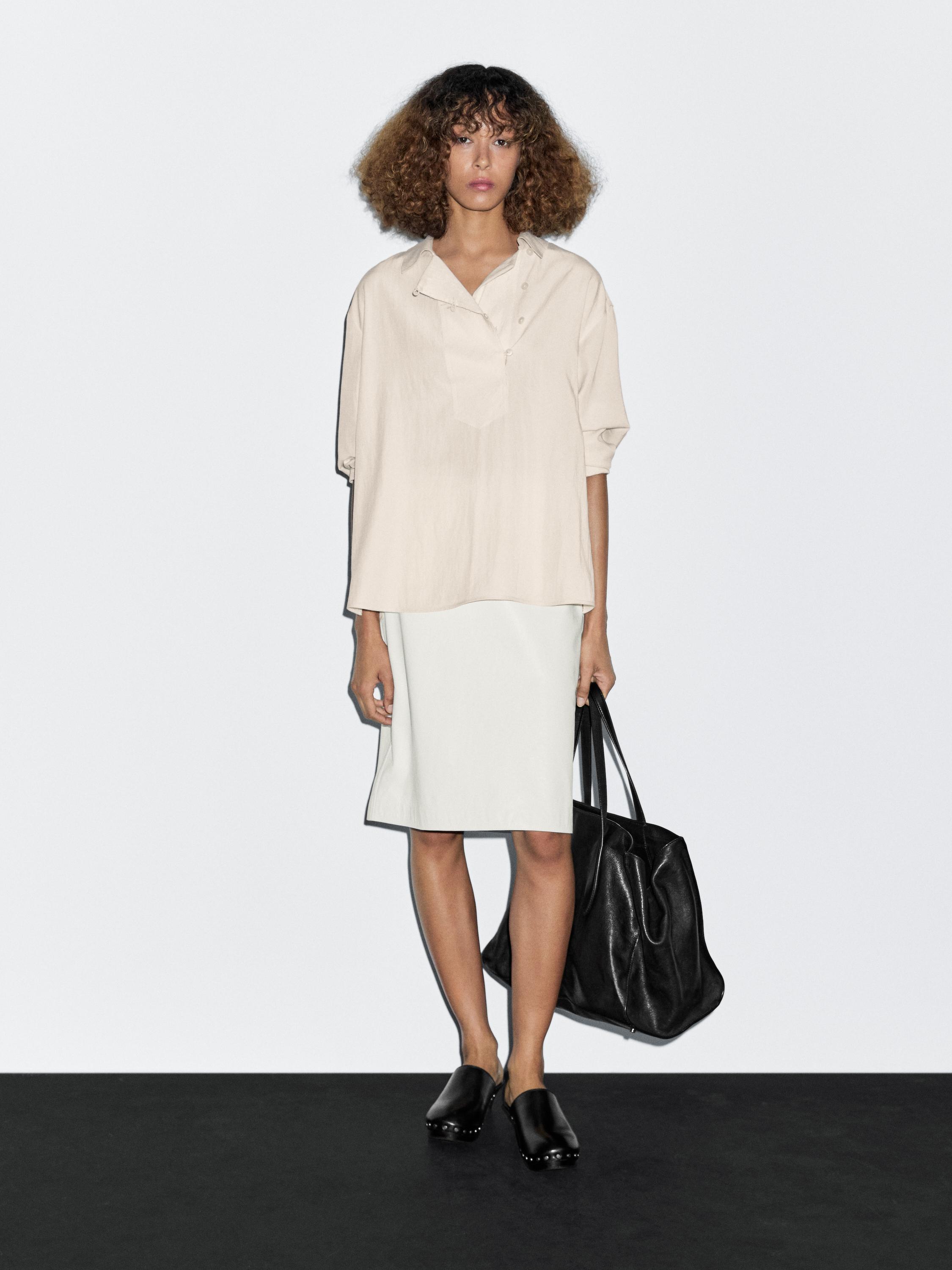 Струящаяся блузка с пуговицами Massimo Dutti, кремовый
Струящаяся блузка с пуговицами Massimo Dutti, кремовый