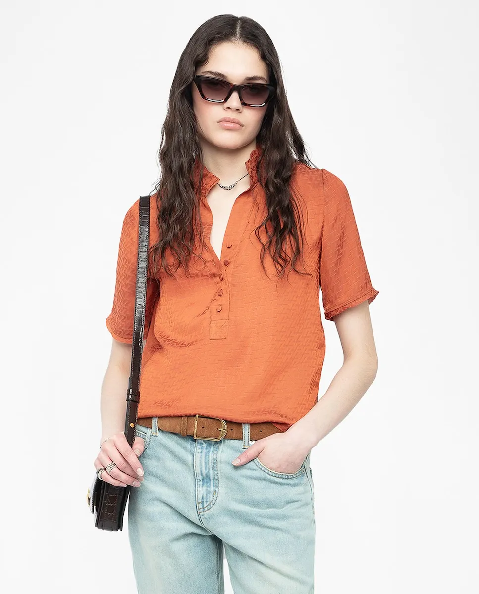 Женская блузка Topher атласная с коротким рукавом Zadig & Voltaire, оранжевый
Женская блузка Topher атласная с коротким рукавом Zadig & Voltaire, оранжевый