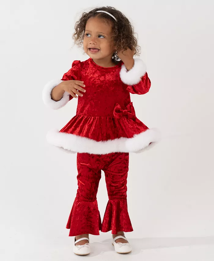 Детский комплект для девочек из 2 предметов: топ и леггинсы из велюра с принтом Санта Rare Editions, красный
Детский комплект для девочек из 2 предметов: топ и леггинсы из велюра с принтом Санта Rare Editions, красный