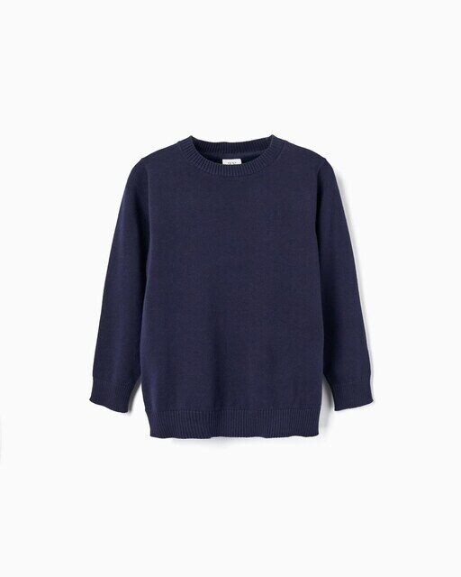 Однотонный свитер для мальчика с ребристой отделкой Zippy, темно-синий