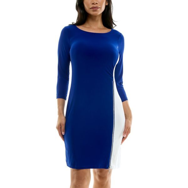 Женское мини-платье с имитацией запаха в стиле колорблок Nina Leonard, цвет blue white 
Женское мини-платье с имитацией запаха в стиле колорблок Nina Leonard, цвет blue white