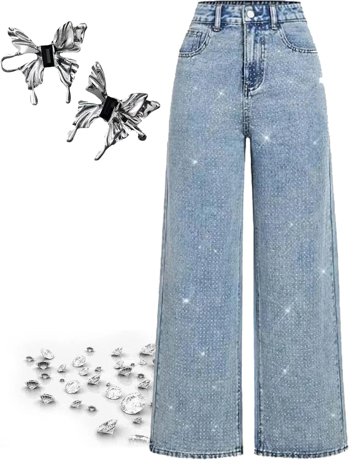 Женские джинсы с пайетками и стразами, прямые широкие Dubnat
Женские джинсы с пайетками и стразами, прямые широкие Dubnat