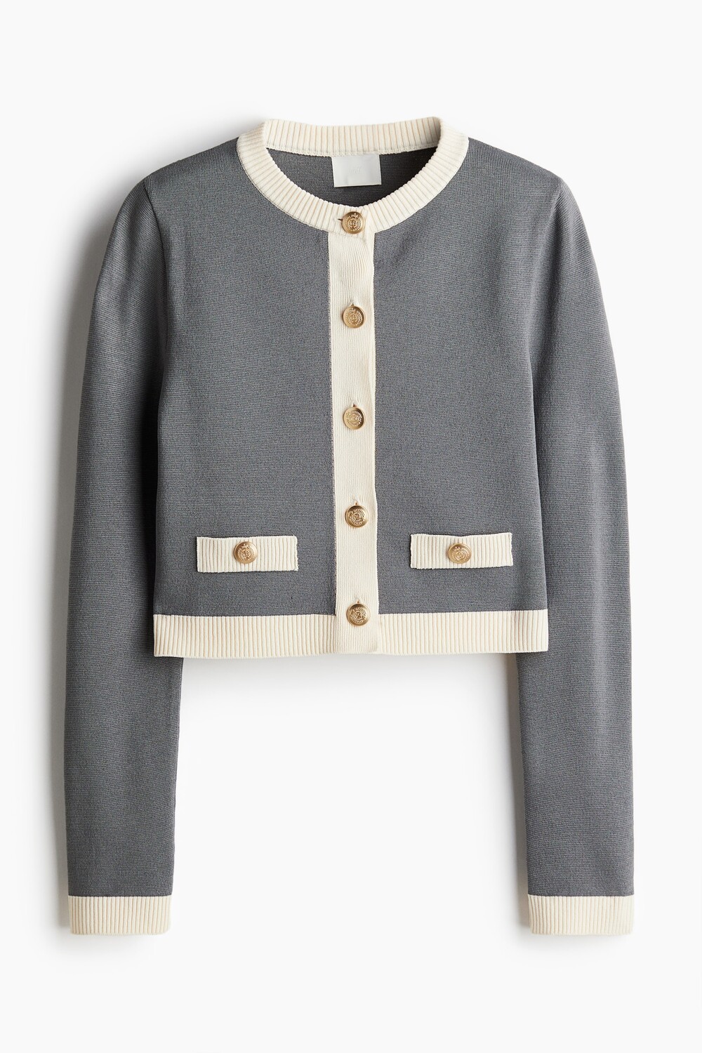 Кардиган тонкой вязки H&M с золотыми пуговицами, серый
Кардиган тонкой вязки H&M с золотыми пуговицами, серый