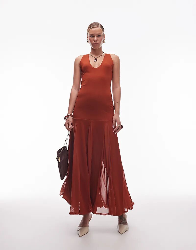 Платье макси ASOS DESIGN с круглым вырезом и прозрачной юбкой-годе цвета ржавчины
Платье макси ASOS DESIGN с круглым вырезом и прозрачной юбкой-годе цвета ржавчины