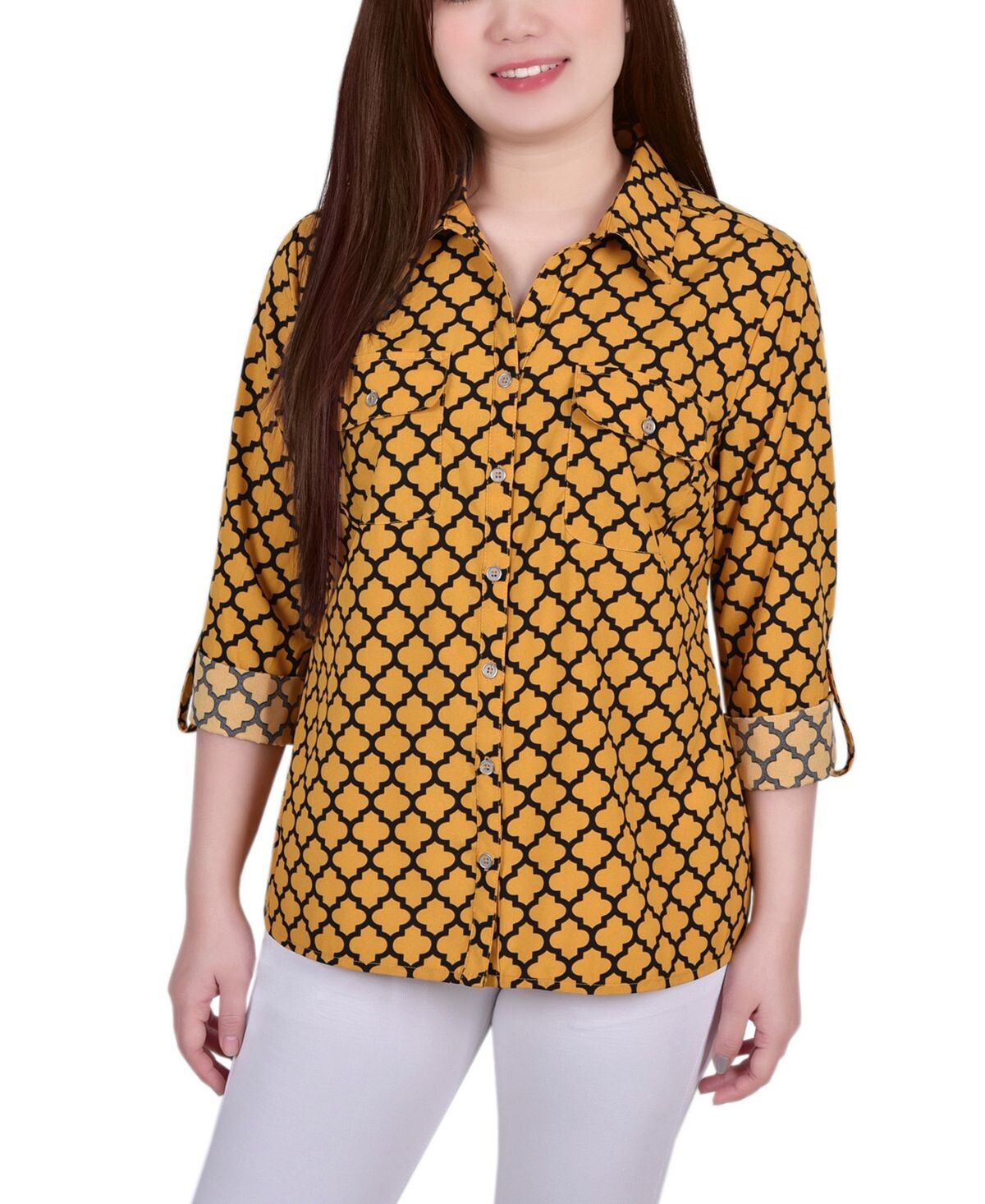 Женская рубашка длиной 3/4 с карманами NY Collection
Женская рубашка длиной 3/4 с карманами NY Collection