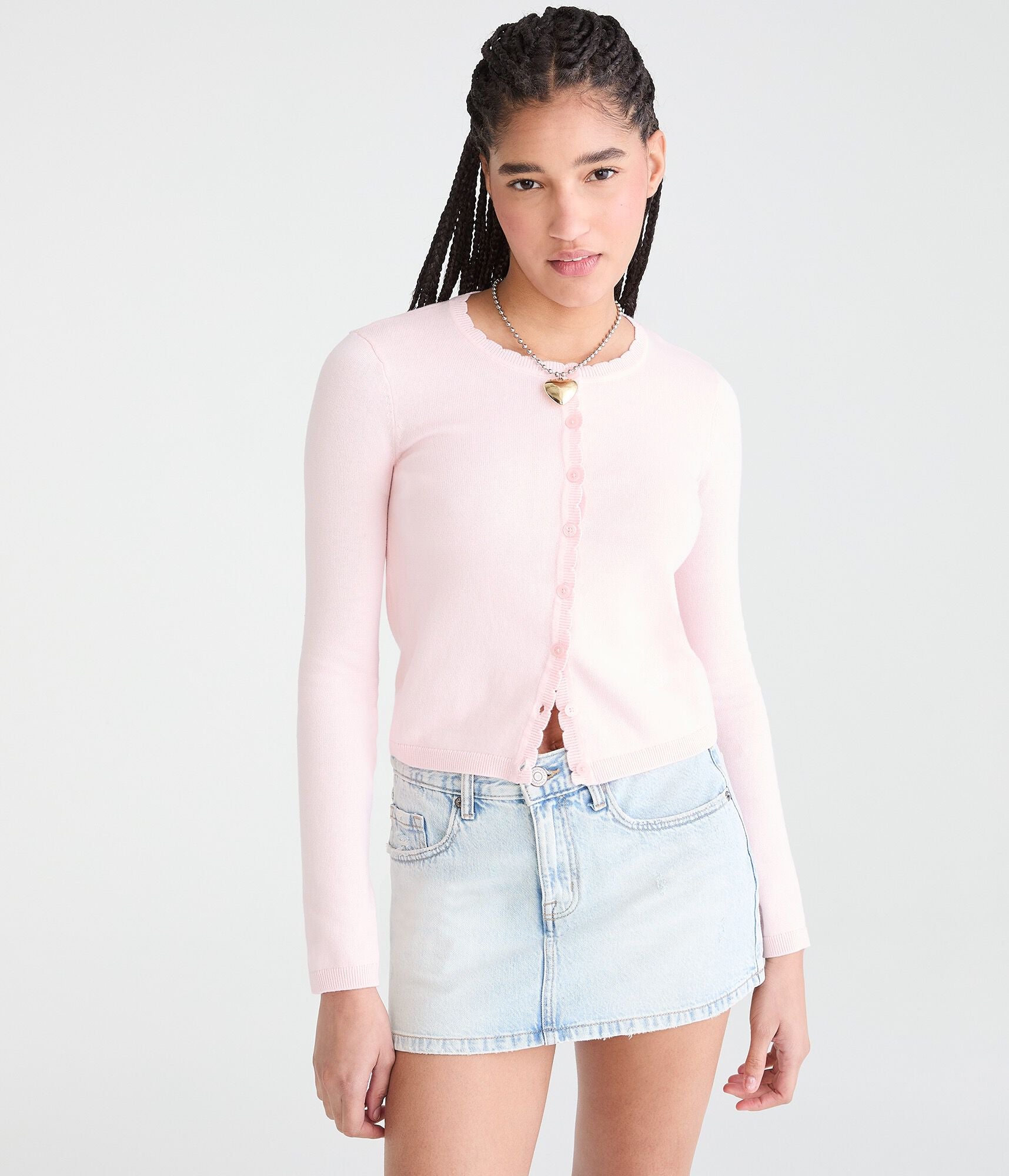 Кардиган Aeropostale с фестончатым краем, светло-розовый
Кардиган Aeropostale с фестончатым краем, светло-розовый