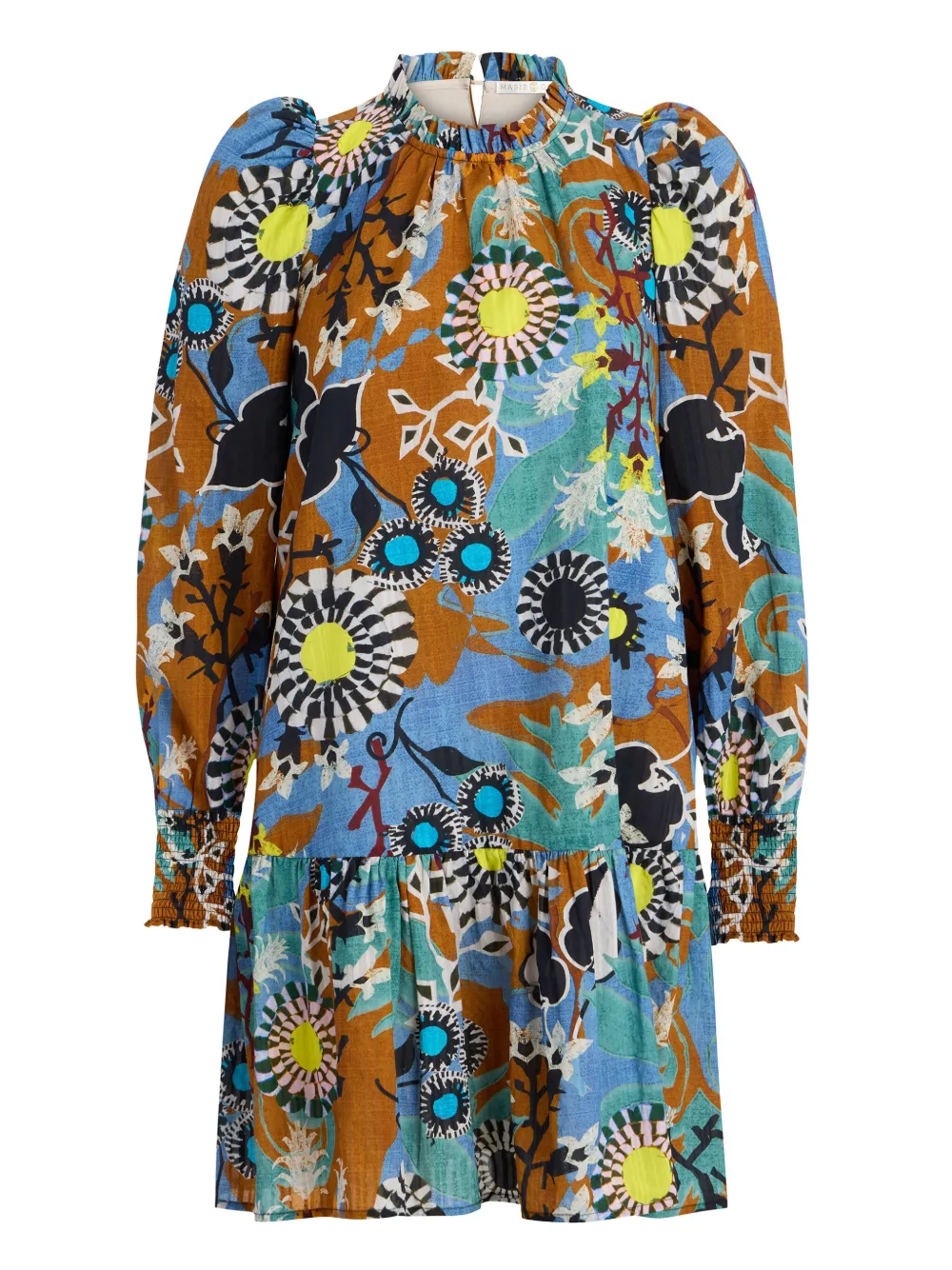 Платье Irena с высоким воротом и оборками Marie Oliver, синий 
Платье Irena с высоким воротом и оборками Marie Oliver, синий