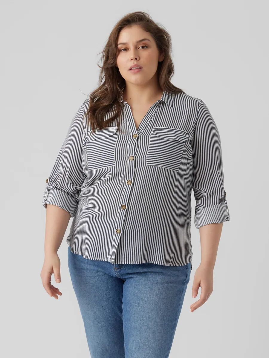 Блузка-рубашка Vero Moda Curve "VMBUMPY L/S SHIRT NEW CURVE GA NOOS", цвет Snow White Stripes:India Ink
Блузка-рубашка Vero Moda Curve "VMBUMPY L/S SHIRT NEW CURVE GA NOOS", цвет Snow White Stripes:India Ink