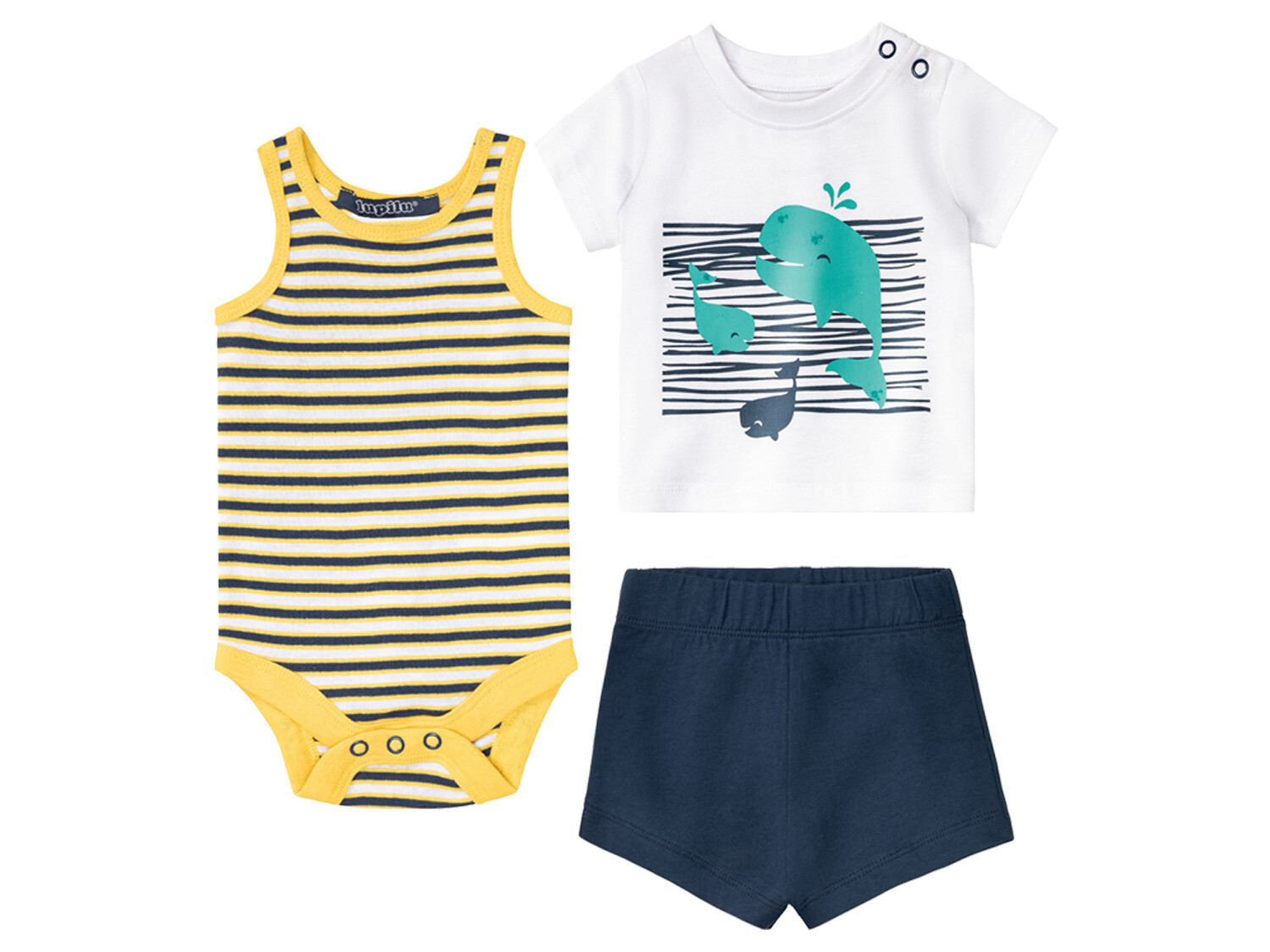 Детский летний комплект lupilu, 3 предмета изготовлен из чистого органического хлопка, белый/желтый/темно-синий
Детский летний комплект lupilu, 3 предмета изготовлен из чистого органического хлопка, белый/желтый/темно-синий