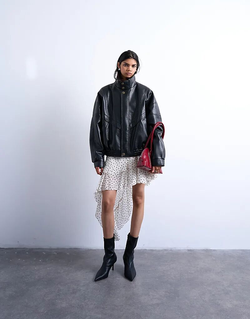 Юбка миди Topshop с оборкой и принтом в горошек
Юбка миди Topshop с оборкой и принтом в горошек