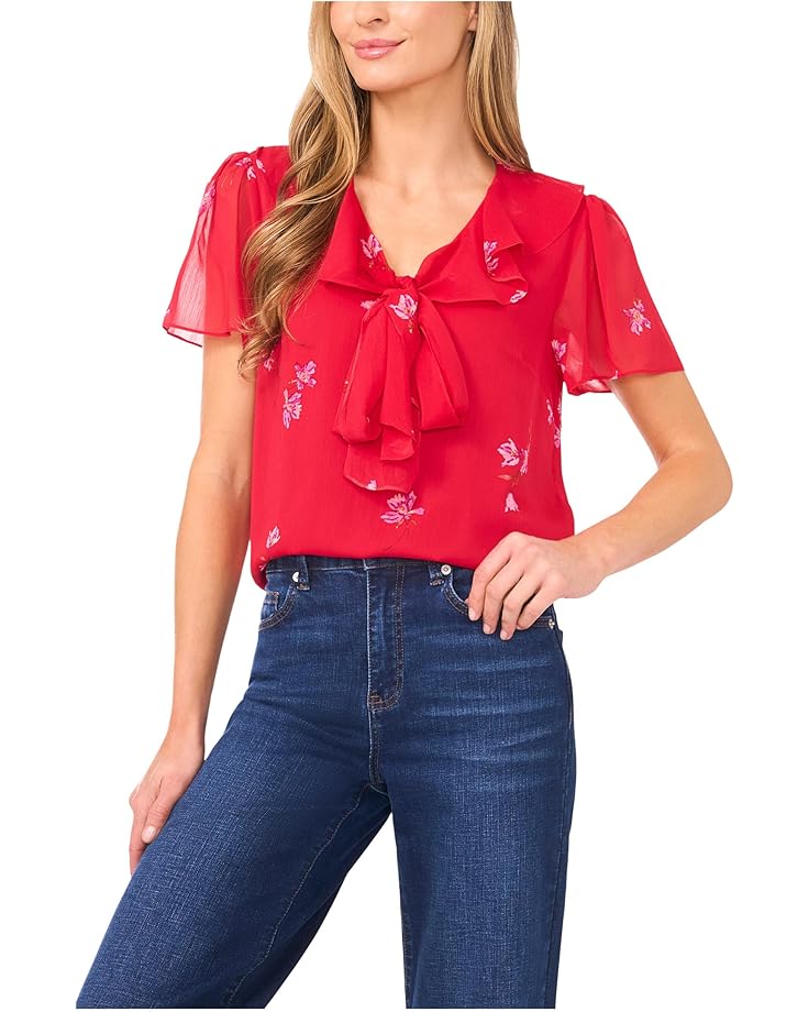 Женская блузка с коротким рукавом и рюшами CeCe Ruffle Tie Neck, Stoplight Red
Женская блузка с коротким рукавом и рюшами CeCe Ruffle Tie Neck, Stoplight Red