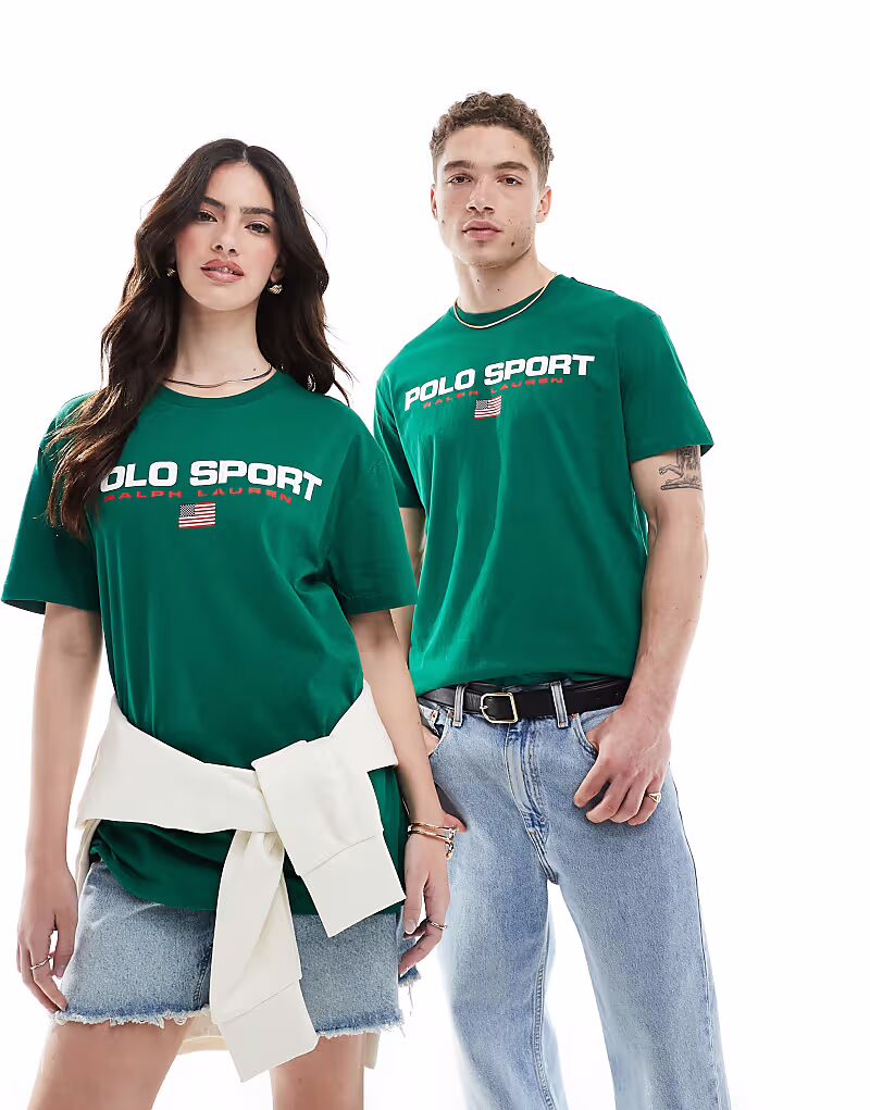 Футболка Polo Ralph Lauren Sport Capsule унисекс с большой грудью и логотипом-флажком, классического свободного кроя, средне-зеленого цвета
Футболка Polo Ralph Lauren Sport Capsule унисекс с большой грудью и логотипом-флажком, классического свободного кроя, средне-зеленого цвета