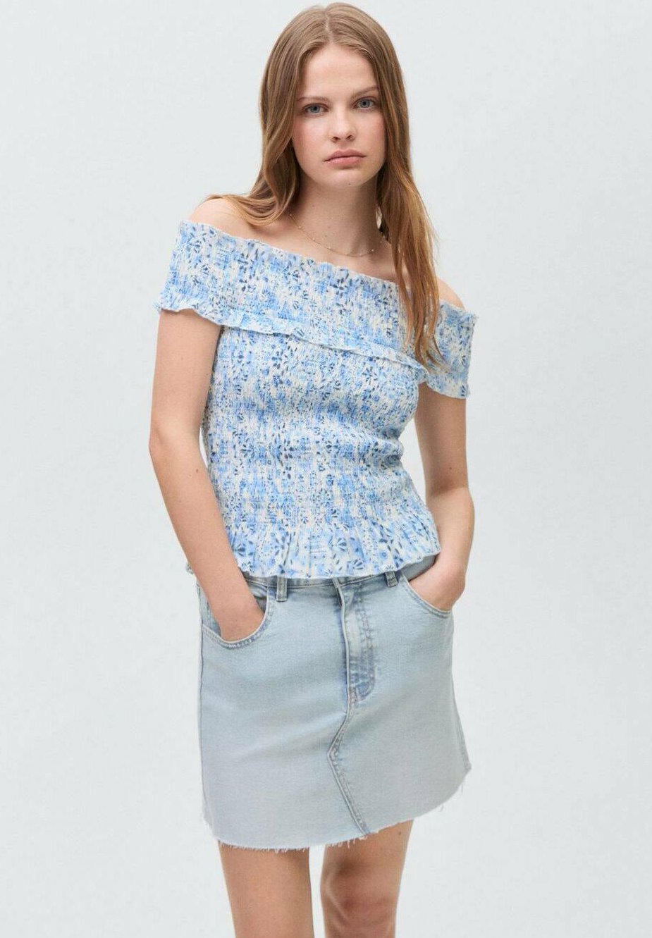 Юбка из денима Gonna a campana Mango Kids, светло-голубой
Юбка из денима Gonna a campana Mango Kids, светло-голубой