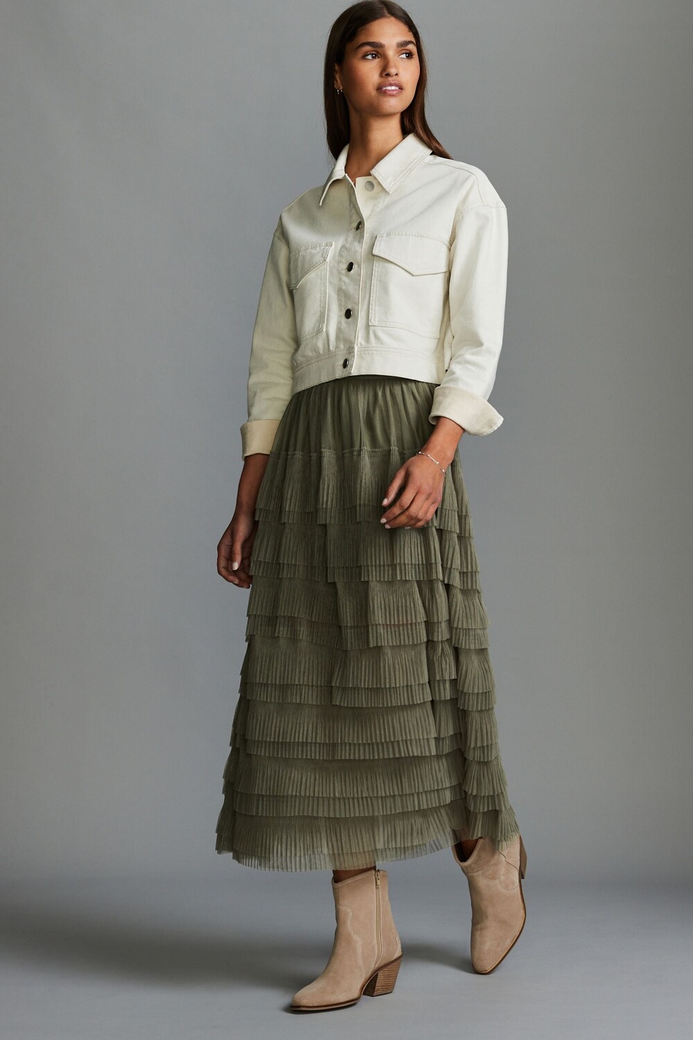 Юбка миди из сетчатого тюля Next, зеленый
Юбка миди из сетчатого тюля Next, зеленый