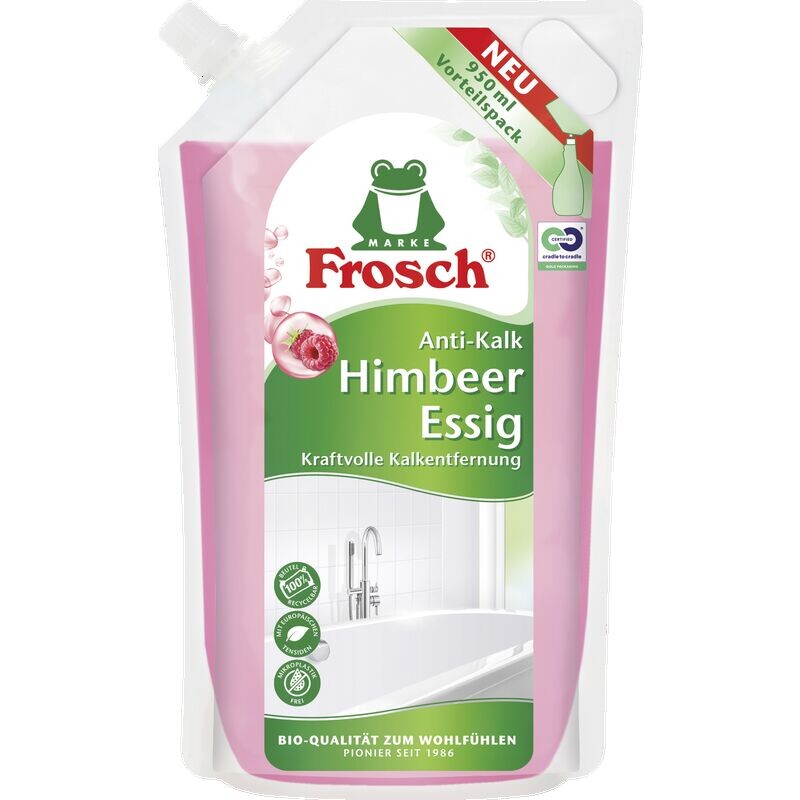 Пакетик для заправки малинового уксуса против известкового налета Frosch, 950 ml
Пакетик для заправки малинового уксуса против известкового налета Frosch, 950 ml