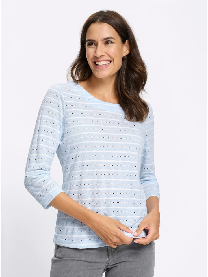 Рубашка с рукавами 3/4 цвета экрю и светло-голубого с узором WITT WEIDEN
Рубашка с рукавами 3/4 цвета экрю и светло-голубого с узором WITT WEIDEN