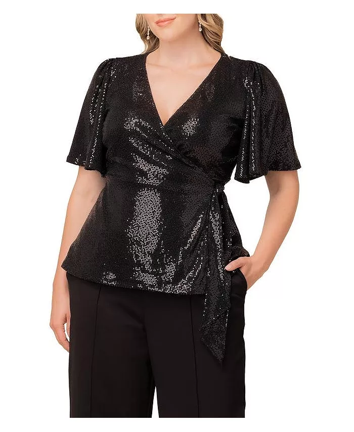 Женский топ-халат с блестками и пайетками больших размеров Kiyonna, черный
Женский топ-халат с блестками и пайетками больших размеров Kiyonna, черный