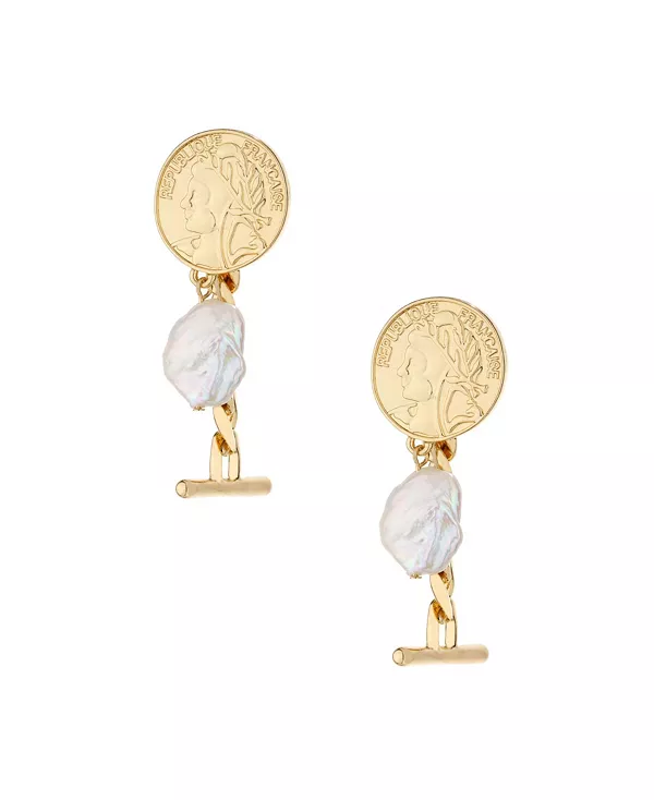 Позолоченные серьги-монеты с пресноводным жемчугом Ettika, gold-plated
Позолоченные серьги-монеты с пресноводным жемчугом Ettika, gold-plated