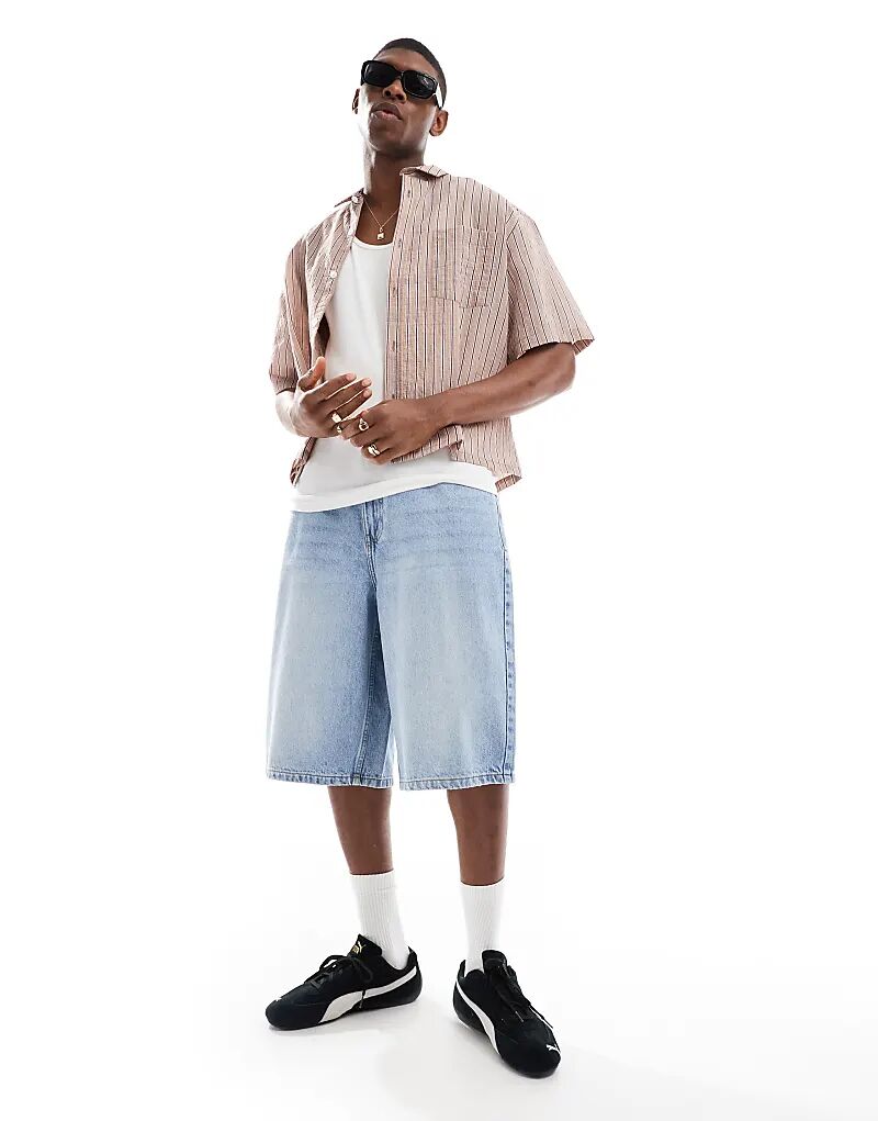 Мешковатые джинсовые шорты-бермуды Bershka средне-синего цвета
Мешковатые джинсовые шорты-бермуды Bershka средне-синего цвета