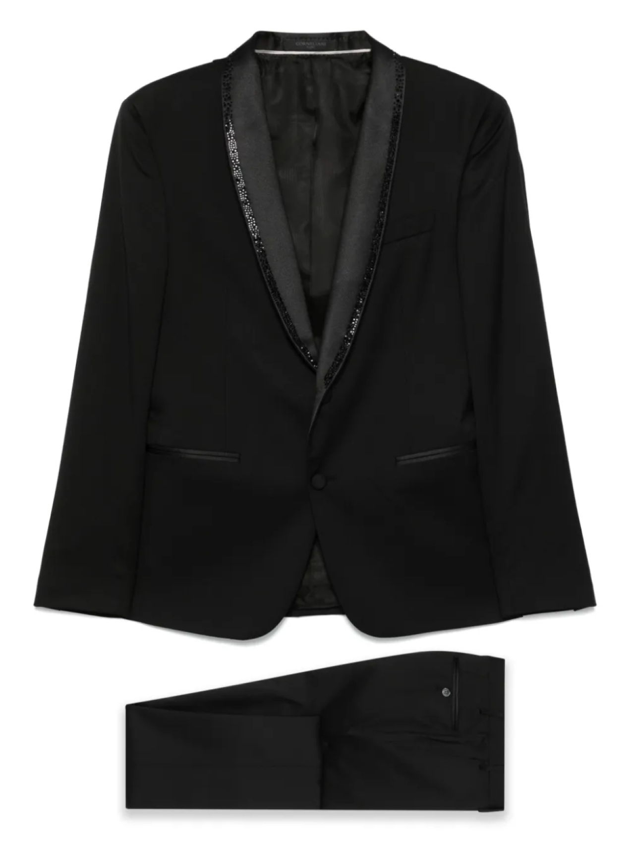 Вечерний костюм, украшенный кристаллами Corneliani, черный
Вечерний костюм, украшенный кристаллами Corneliani, черный