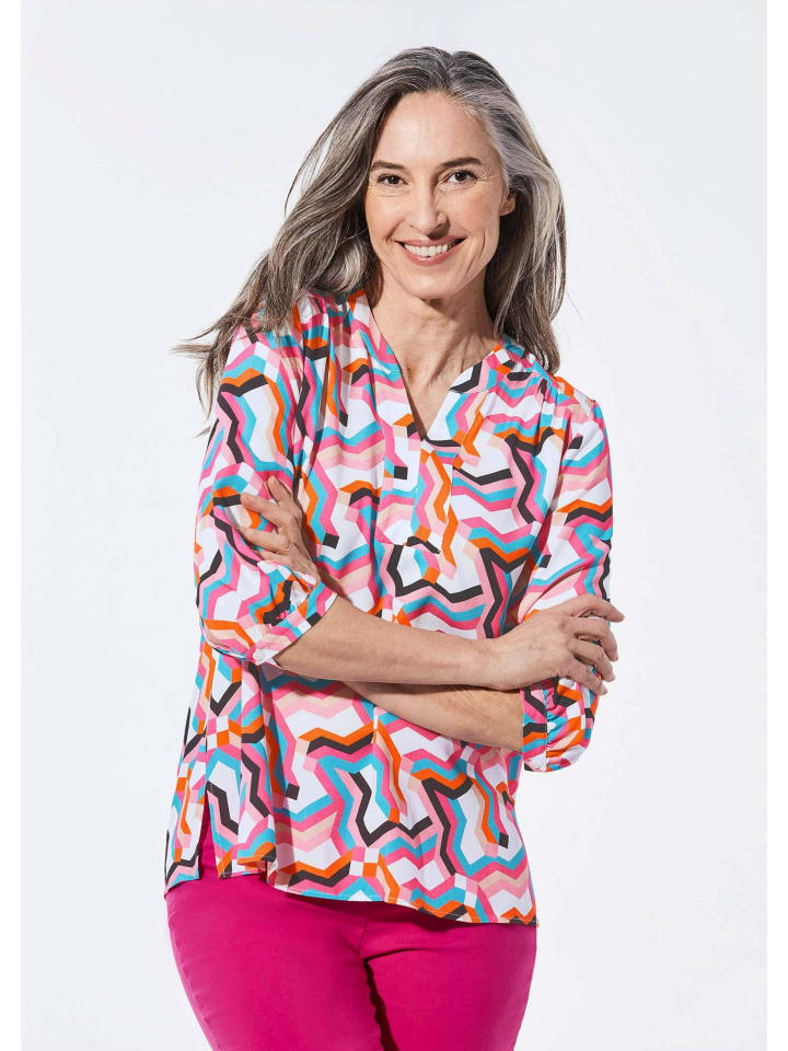 Блузка с принтом по всей поверхности в стиле туники, рукава 3/4, белого цвета / с рисунком. GOLDNER
Блузка с принтом по всей поверхности в стиле туники, рукава 3/4, белого цвета / с рисунком. GOLDNER