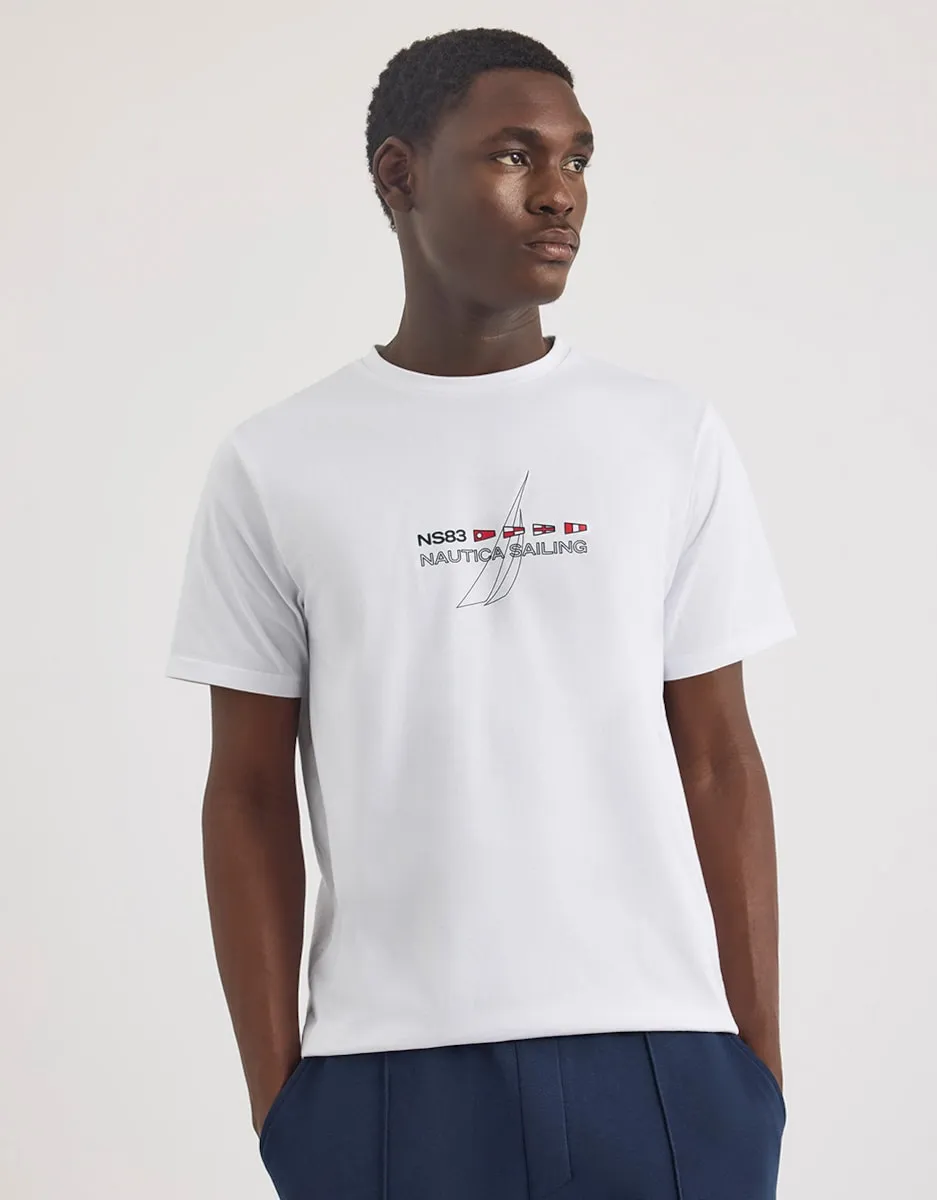 Мужская футболка белого цвета с коротким рукавом Nautica
Мужская футболка белого цвета с коротким рукавом Nautica