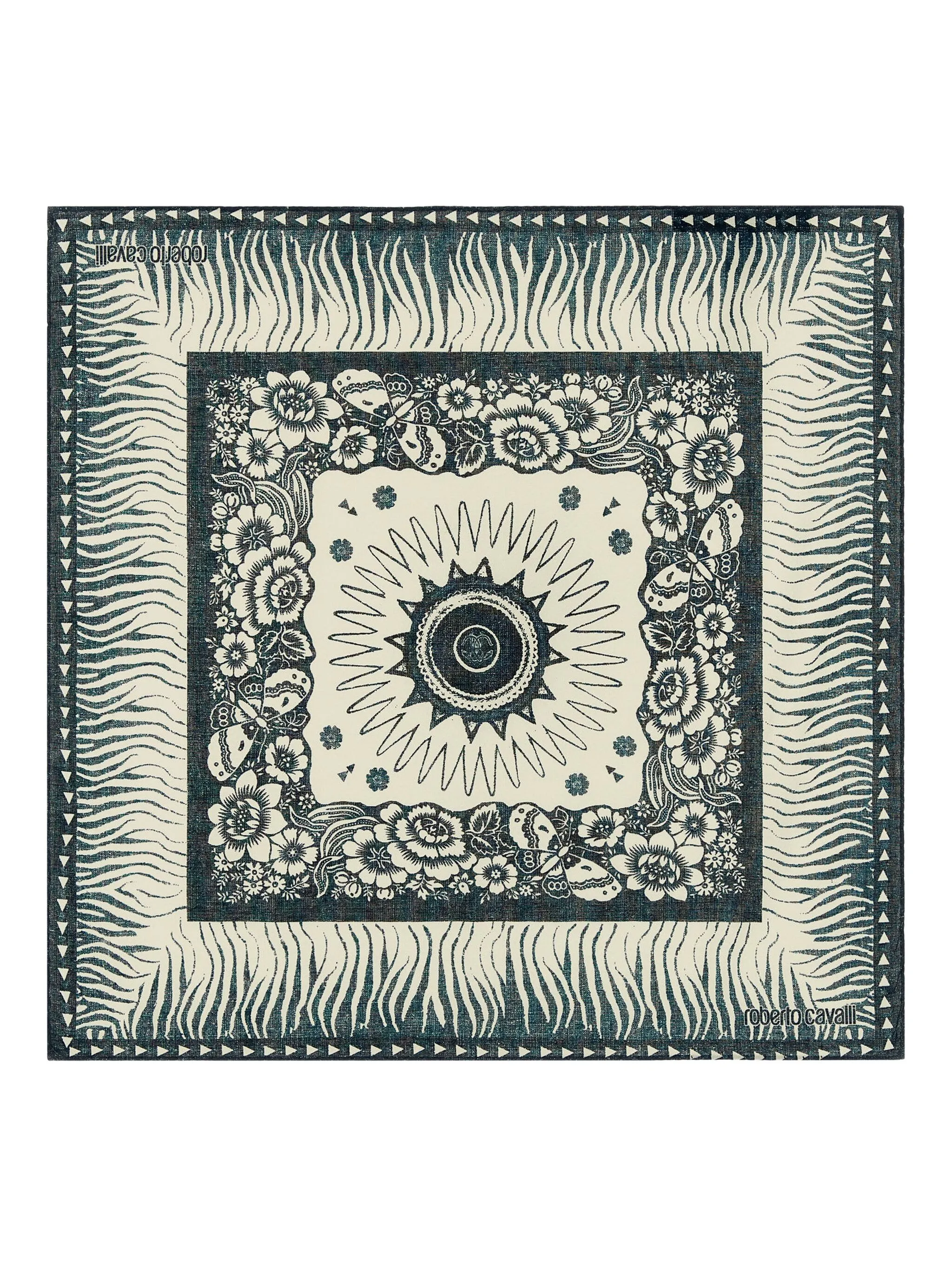 Шарф с зебровым узором и логотипом Roberto Cavalli, синий
Шарф с зебровым узором и логотипом Roberto Cavalli, синий