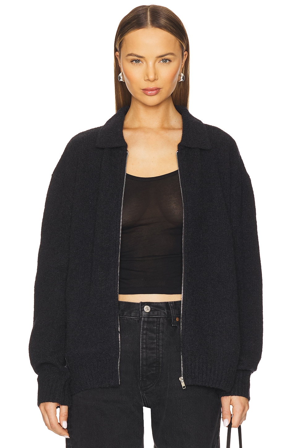 Трикотажная куртка на молнии с воротником Aya Muse, dark charcoal 
Трикотажная куртка на молнии с воротником Aya Muse, dark charcoal
