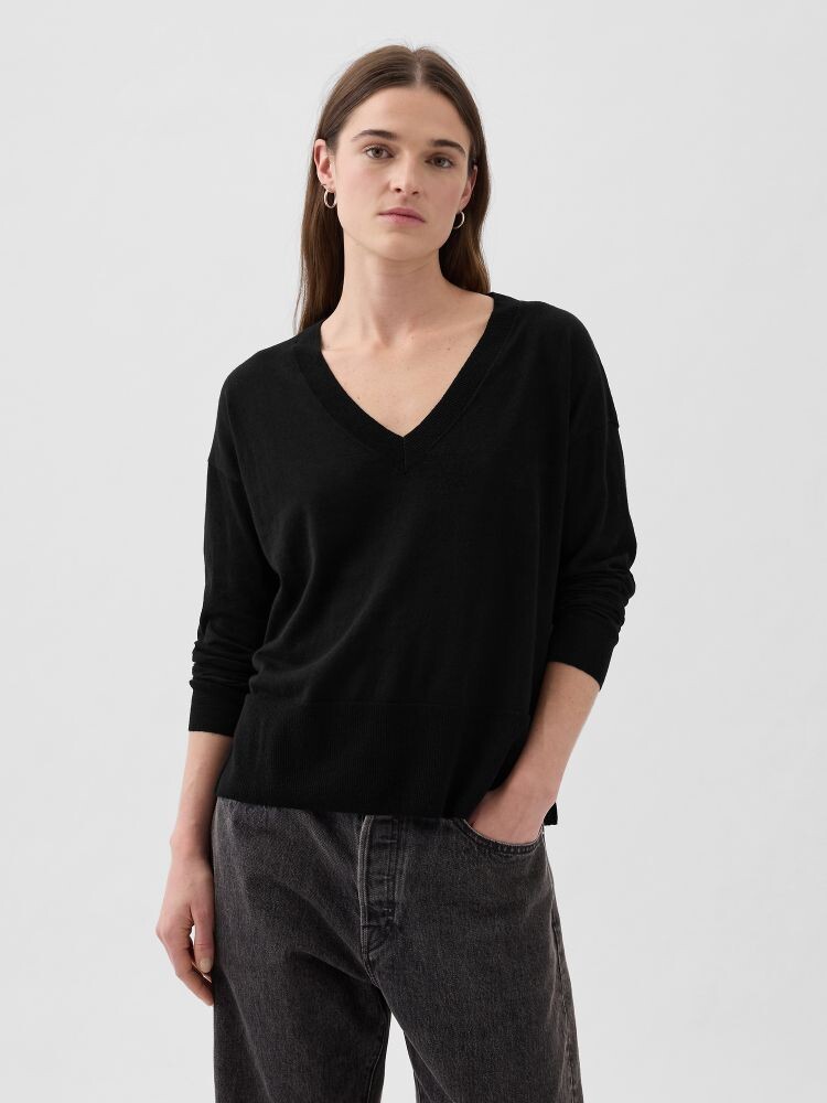 Льняной свитер с разрезами Gap, черный
Льняной свитер с разрезами Gap, черный