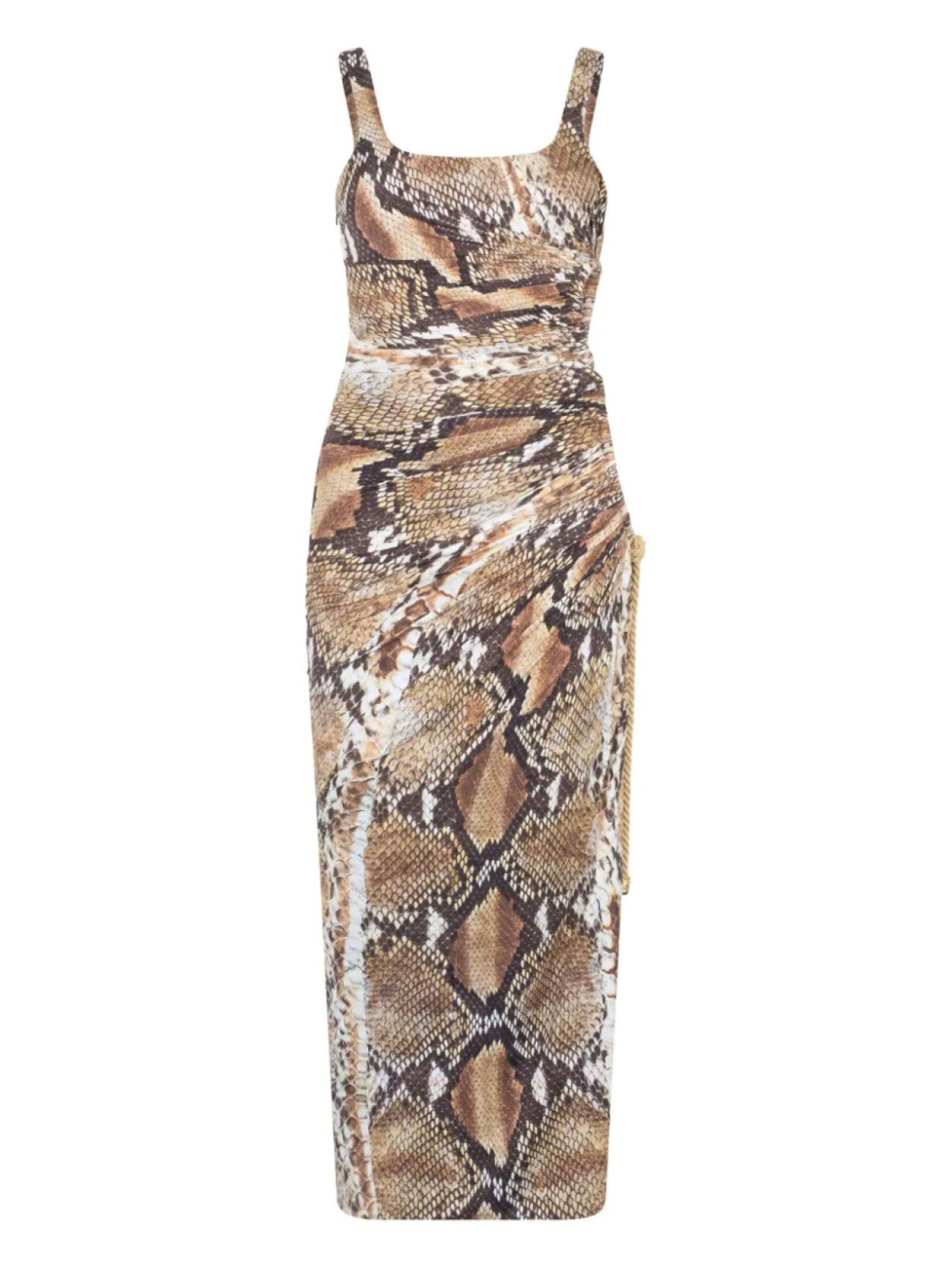 Платье миди со змеиным принтом Roberto Cavalli, коричневый 
Платье миди со змеиным принтом Roberto Cavalli, коричневый