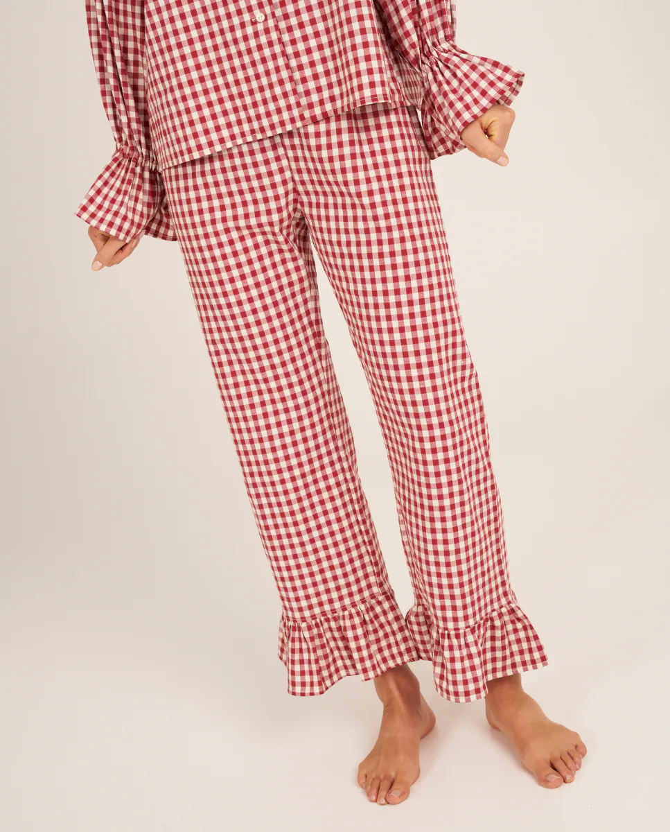 Женские пижамные брюки в клетку с оборками на щиколотках Bohodot, красный
Женские пижамные брюки в клетку с оборками на щиколотках Bohodot, красный