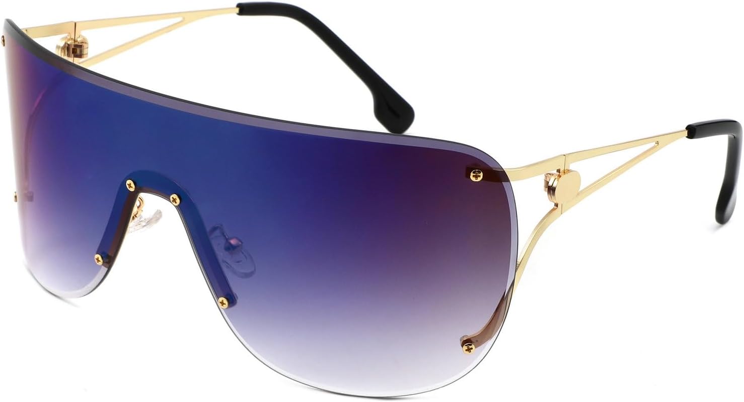 Женские солнцезащитные очки большого размера без оправы с металлическим каркасом, интегрированной защитой от ветра, модный дизайн в стиле Y2k, роскошные очки-пилот, защита от ультрафиолета UV400 mincl, Blue
Женские солнцезащитные очки большого размера без оправы с металлическим каркасом, интегрированной защитой от ветра, модный дизайн в стиле Y2k, роскошные очки-пилот, защита от ультрафиолета UV400 mincl, Blue