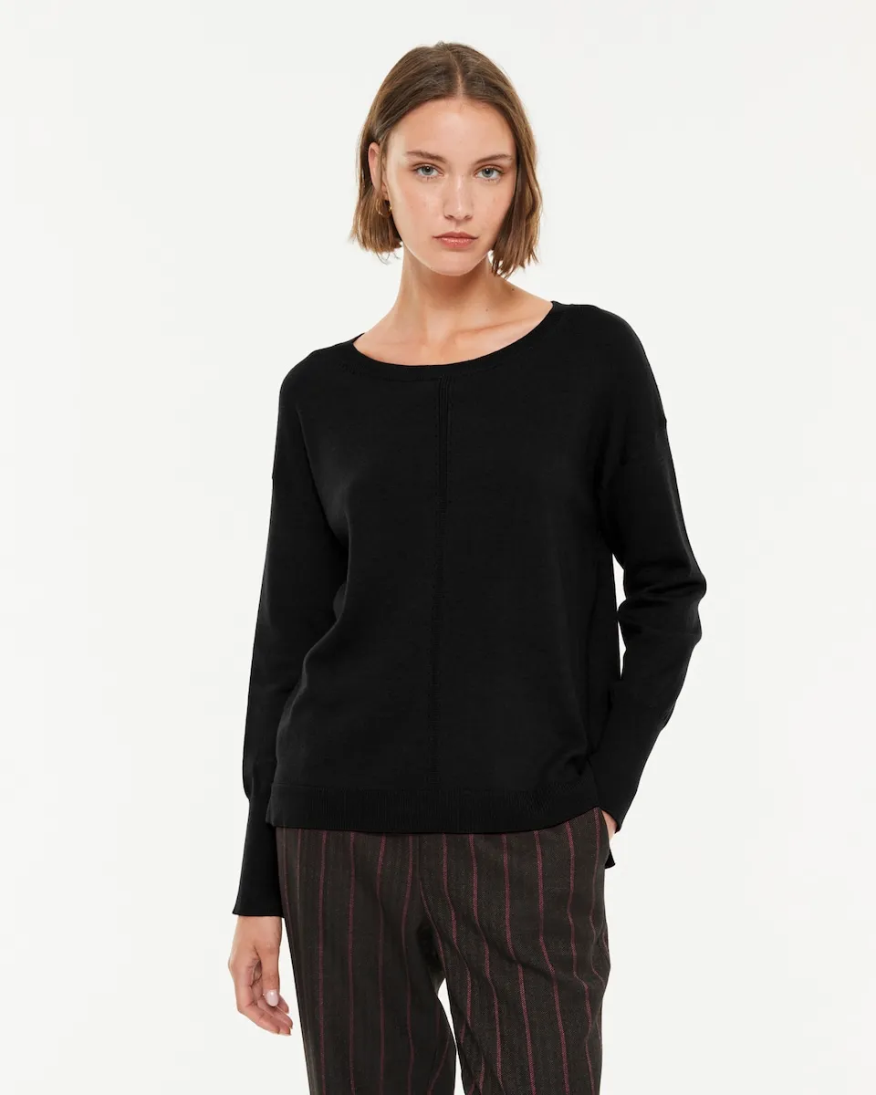 Женский джемпер из однотонного трикотажа с длинными рукавами и круглым вырезом Paz Torras, черный
Женский джемпер из однотонного трикотажа с длинными рукавами и круглым вырезом Paz Torras, черный